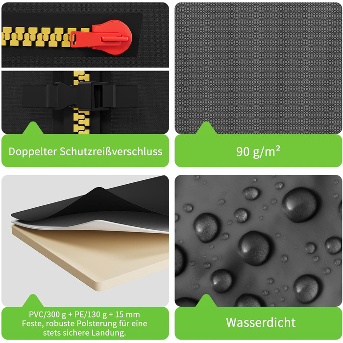 Батут JUMMICO вуличний Ø360 см з сіткою безпеки, чорний - для дітей та дорослих