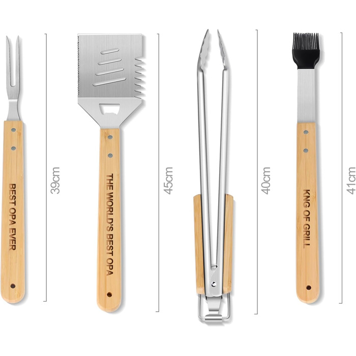 Набір барбекю 4 шт. з нержавіючої сталі: інструменти для гриля, аксесуари для барбекю, подарунок для чоловіків, набір у кейсі для дачі та кемпінгу