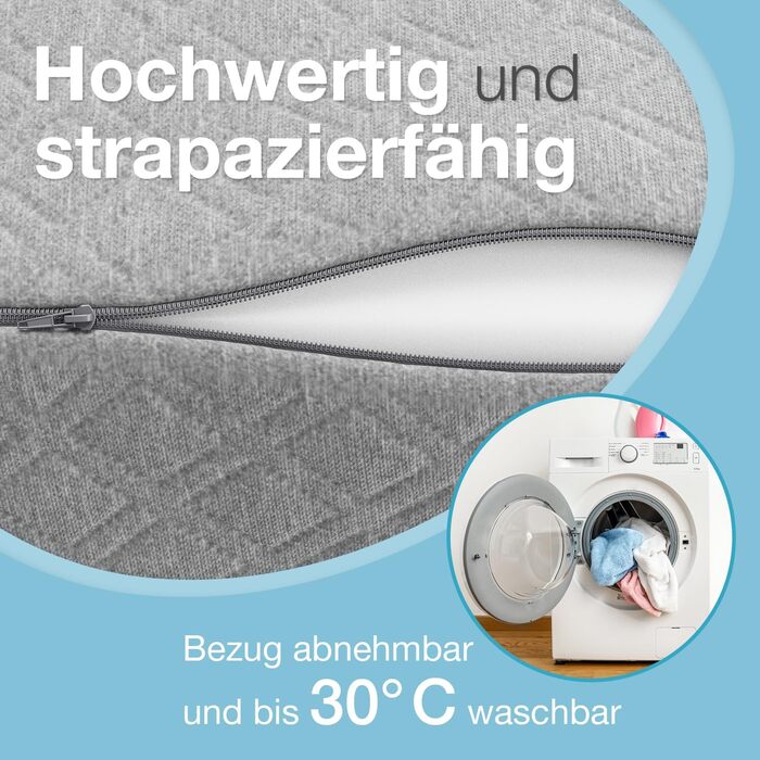 Подушка для підйому ніг ELONEO з піною Memory Foam, для полегшення навантаження, знімний чохол, 68x40x16 см, (Medium, Сірий)