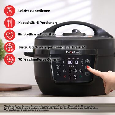Instant Pot Plus 9-в-1: мультиварка-скороварка, 5.7 л, нержавіюча сталь