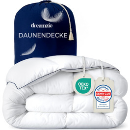 Пухова ковдра Dreamzie 200x200 см - тепла зимова ковдра з пухом та пером, 450 г/м², сертифікат добробуту тварин