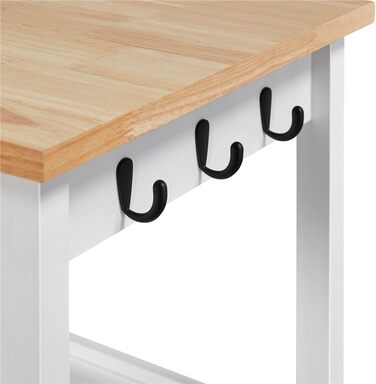 Кухонний візок Yaheetech на колесах з шафкою та полицею, 55x45x89 см, білий, у стилі кантрі