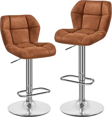 Барні стільці Yaheetech (2 шт.) - регульована висота, 360° обертання, PU-шкіра, чорний/ретро-коричневий