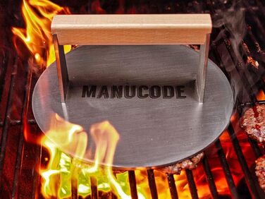 Прес для гамбургерів з нержавіючої сталі Mauncode, прес для м'яса вагою 1,8 кг, 23 см, круглий, карколомний