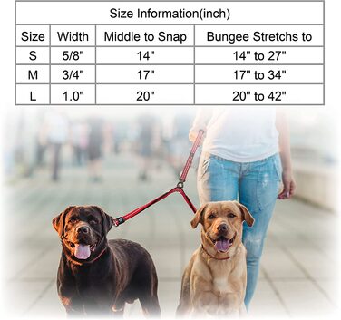 Повідець для собак KRUZ PET KZVX2-03L, без зав'язування, для 2 собак, великий, 2,5 х 48,3 см 1 х 19 '(Помаранчевий, середній 3/4 'х 17')