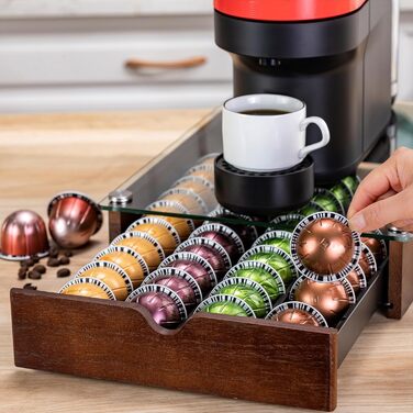 Тримач для капсул Vertuo та Nespresso, ящик з прозорим склом, органайзер для капсул (40 шт.), чорний
