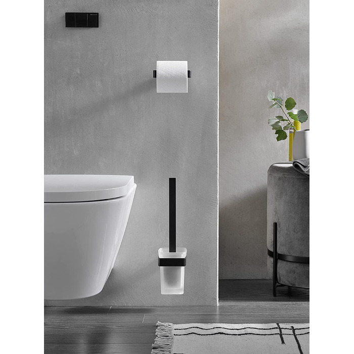 Тримач для паперу emco LOFT елегантний тримач для туалетного паперу для загвинчування з алюмінію, високоякісний аксесуар для ванної кімнати для настінного монтажу, кольоровий (без кришки, чорний)