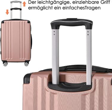 Набір валіз Merax з 3-х частин, валіза з твердим корпусом на коліщатках, валіза для подорожей, ручна поклажа, митний замок TSA, 4 колеса, телескопічна ручка, матеріал ABS, M-L-XL, рожевий