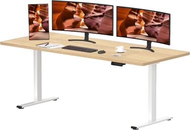 Регульований стіл SANODESK з двома моторами – електричний стіл для роботи та ігор з пам'яттю, регулюванням висоти, 140x70 см (горіх) + 180x80 см (горіх)