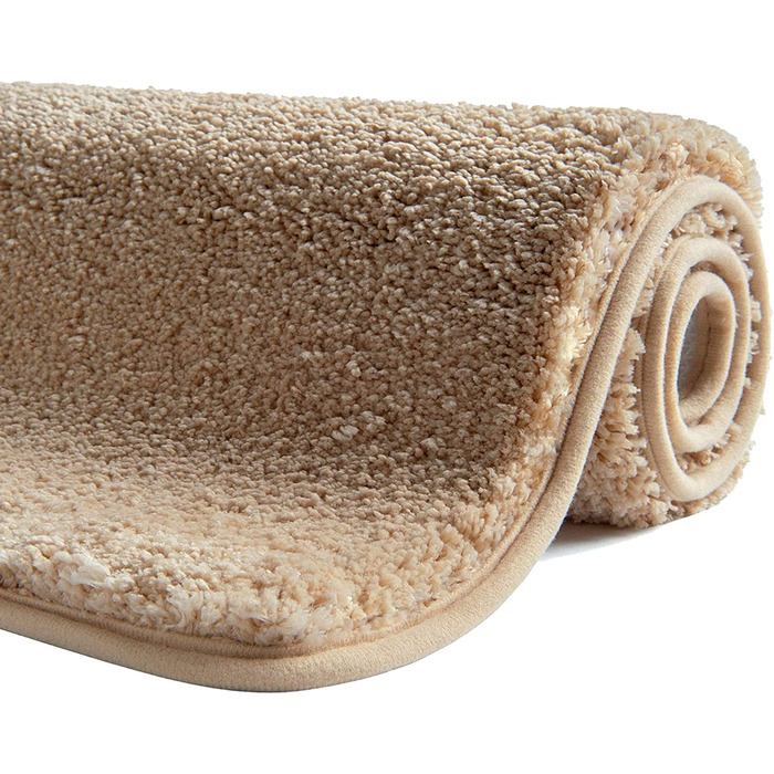 Килимок для ванної SFLXO 80 см x 50 см нековзний килимок для ванної можна прати в пральній машині протиковзкий килимок для ванної М'які водопоглинаючі Килимки для ванної пухнастий килимок з мікрофібри для ванної багаторазовий (бежевий, 60 х 100 см)