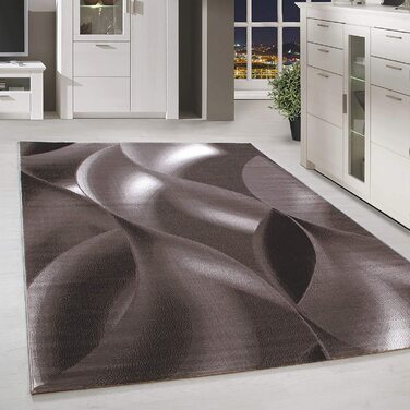 Домашній килим з коротким ворсом, килим для вітальні, світло-сірий в дрібну клітку, Розмір (120x170 см, коричневий)