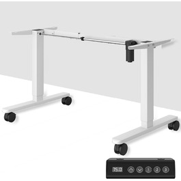 Стіл JUMMICO з регулюванням висоти: міцний каркас, 3 пам'яті, для сидіння та стояння (білий), 100 x 160 см