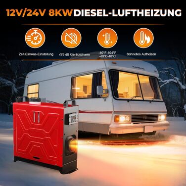 Дизельний опалювач 8kW з дистанційним керуванням та LCD-дисплеєм для авто, дому, RV, човнів та вантажівок
