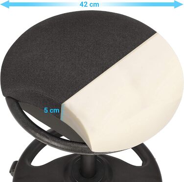 Високий робочий стілець SONGMICS з колесами, регульований, ергономічний, чорний (OSC007B01) - 59.5-81 см