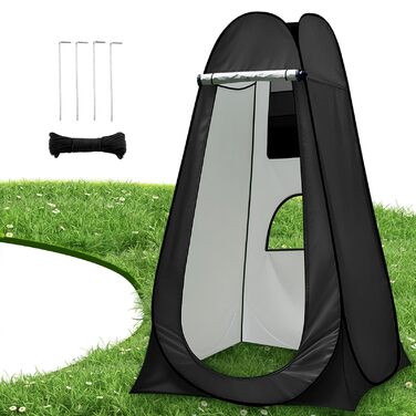 Складаний душовий навіс Charmofun: кемпінговий туалет та роздягалка з UV-захистом, портативна душова кабіна з сумкою для перенесення, чорна