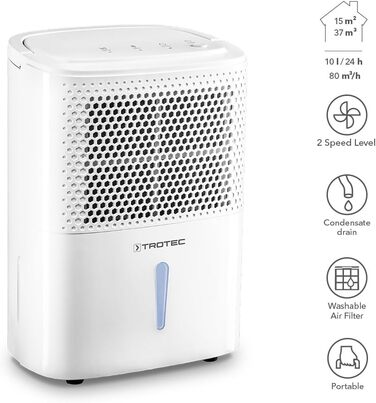 Електричний осушувач повітря TROTEC TTK 26 E, 10 л/день, для приміщень до 15 м², авто-вимкнення