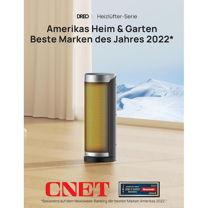 Електричний обігрівач Dreo Solaris Slim H3: тихий, енергоефективний, з осциляцією, пультом керування та захистом від перегріву