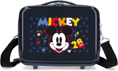 Рухома валіза Disney Mickey Get для дітей, 50 x 39 x 20 см, жорстка комбінована застібка з ABS, 34 л, 1,8 кг, 4 колеса, ручна поклажа, (косметичка, темно-синій)