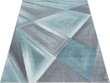 Килим для вітальні 80x150 см бігун передпокій синій геометричний абстрактний дизайн - килим для спальні з коротким ворсом надзвичайно м'який легкий догляд килими для кухні їдальні молодіжна кімната - Килим Hal 80 x 150 см синій