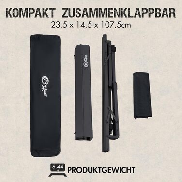 Складаний кемпінговий стіл PORTAL з регулюванням висоти, алюмінієвий, 108 x 71 см, легкий стіл для пікніка, саду та подорожей, чорний