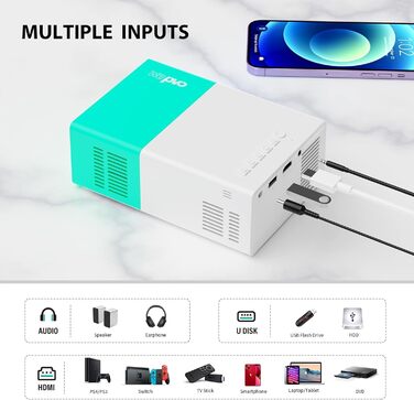 Портативний проєктор Mini Beamer YG300Plus Max: LED проєктор для дому та на відкритому повітрі з HDMI, USB, Type-C та пультом ДУ