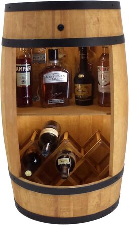 Дерев'яний бочонок-бар Fass від Creative Cooper: полиця для вина з LED підсвічуванням, 80x50 см, рустикальний дизайн, для дому