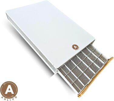 Організатор для капсул кави Nespresso Ahlivo – білий, на 60 капсул, з бамбуковою ручкою