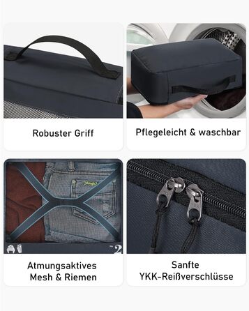 Набір органайзерів для подорожей ECOHUB для валізи, 7 предметів, екологічні пакувальні куби з переробленого PET, темно-синій