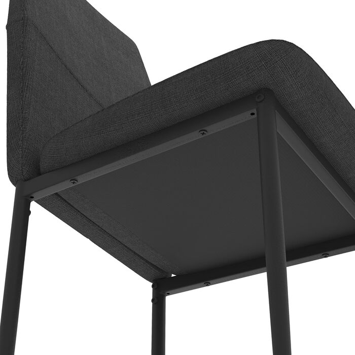 Стілець для обідньої кімнати GOLDFAN (4 шт.) з тканини льон, сірий (чорний), сучасний дизайн, з металевими ніжками
