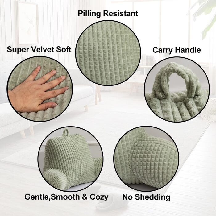 Лезковий крісло-мішок Holawakaka з підлокітниками та спинкою для читання та відпочинку, великий, зелений