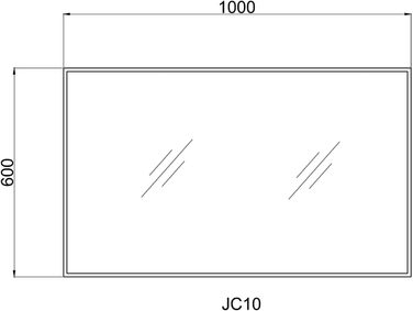Дзеркало Boromal Spiegel Schwarz 100x60 см прямокутне з металевою рамою для ванної кімнати, спальні, туалетного приміщення. Чорний настінний дзеркало 60L x 100B cm