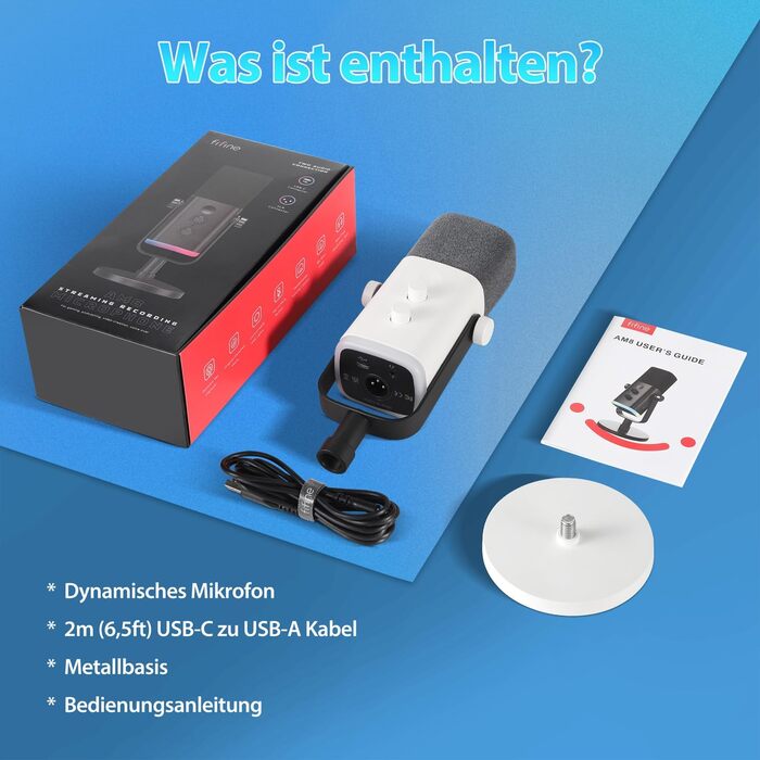 Динамічний мікрофон FIFINE USB XLR для стрімінгу, подкастів, ігрового ПК, із кнопкою вимкнення звуку, сумісний з PS4/5, Mac, мікшерами та звуковими картами