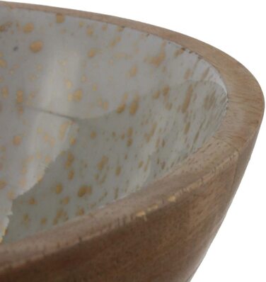 Чаша Sendez з дерева манго з натуральним / золотим емалевим покриттям ø25 см. Чаша для салату декоративна чаша