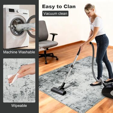 Килимок під стілець для твердої підлоги: захист від подряпин, антиковзання, 120x150 см, чорно-сірий