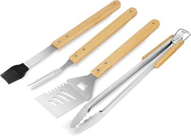 Набір барбекю 4 шт. з нержавіючої сталі: інструменти для гриля, аксесуари для барбекю, подарунок для чоловіків, преміум-якість, кейс для гриля, сад, кемпінг