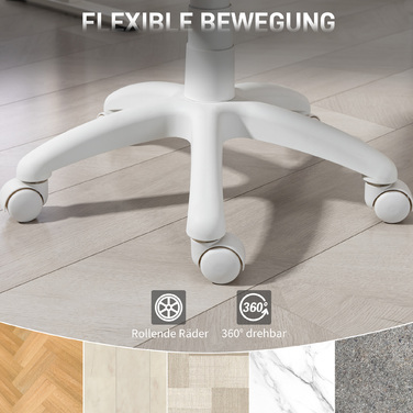 Офісний стілець HOMCOM: ергономічний стілець для роботи з C-подібною підтримкою спини, регульована висота, рожевий