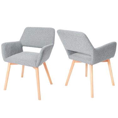 Набір з 2-х м'яких крісел для їдальні CangLong, сірого кольору, з масивними дерев'яними ніжками, для кухні, їдальні та вітальні