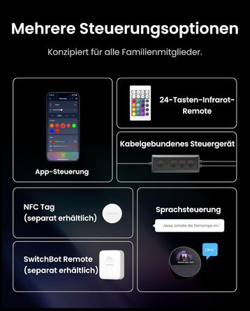 SwitchBot Matter Підлоговий світильник для вітальні та спальні, RGBWW, димування, Apple Home, Alexa, Google Home, керування через APP, музичні та сценні режими, чорний