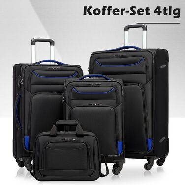 Набір валіз COOLIFE 4 в 1: велика сумка на плечі, валіза на 4 колесах, TSA-замок, ручна валіза