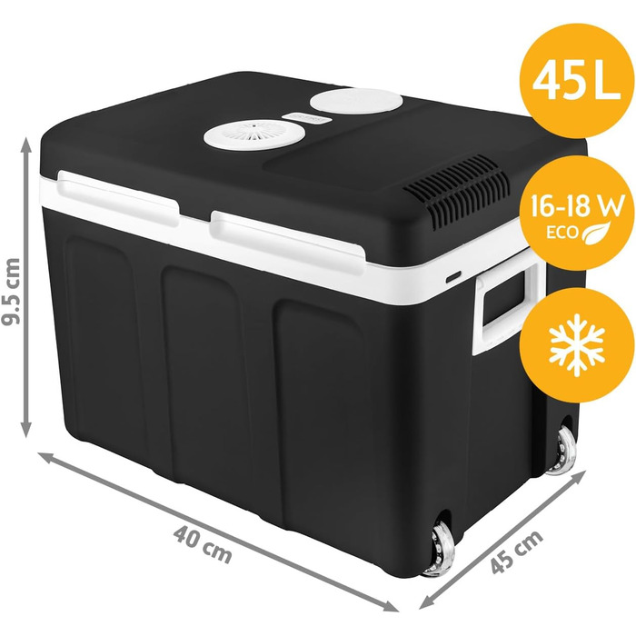 Автомобільний холодильник/термос First Austria 45L (12/230V), чорний - для кемпінгу, подорожей, фестивалів. З колесами.