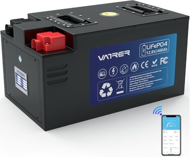 Літієва батарея VATRER POWER LiFePO4 12V 100AH з низькотемпературним відключенням і літієвою батареєю глибокого циклу 100A BMS 5000 1280 Вт для автофургонів, кемпінгу, човнів, сонячних домашніх систем (12V460Ah)