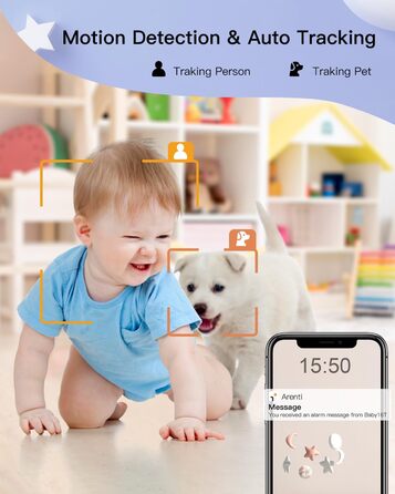 Радіоняня ARENTI з 2 камерами та додатком 2K/3MP, 5