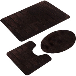 Комплект килимків для ванної кімнати Jianyana: 3 шт. (мікрофібра, антиковзаючі, м'які, з малюнком смужок кави)