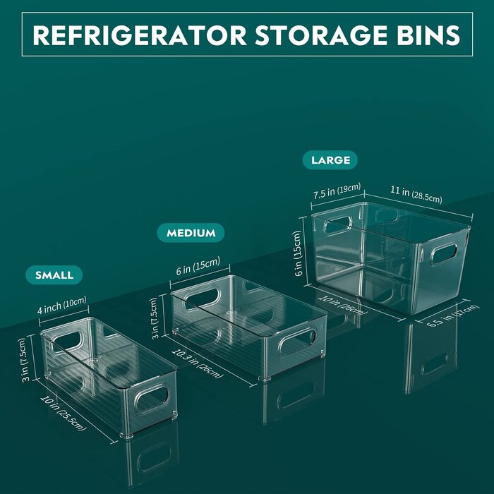 Набір органайзерів для холодильника THLEITE з 8 предметів(4 великих / 2 середніх / 2 маленьких), високоякісний контейнер для зберігання в коморі з ручкою, повний набір