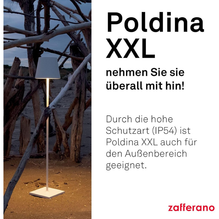 Підлогова лампа Zafferano Poldina XXL Corten з бездротовою зарядкою та сенсорним керуванням, 69-150 см, 2700-3000K, для вітальні та вулиці