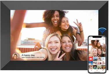 Цифрова фоторамка YUUTY WLAN 10.1 дюймів, 32ГБ, HD IPS LCD сенсорний екран 1280x800, автоматичний поворот, підтримка віддаленого передачі фото