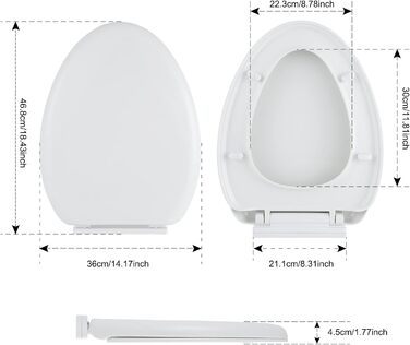 Кришка унітазу Сидіння унітазу з механізмом плавного закриття Овальний білий Кришка унітазу з функцією швидкого зняття Сидіння унітазу Знімне Легко миється Антибактеріальне