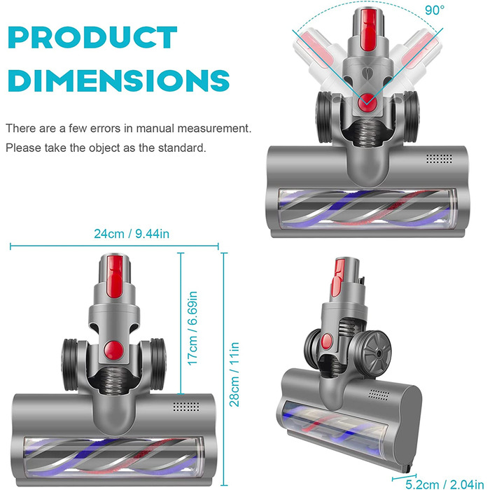 Головка пилососа ARyee сумісна з пилососом серії Dyson Absolute, Animal Fluffy, Trigger, моторизованим підлоговим пилососом (V7 ,V8, V10, V11)