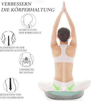 Ортопедична антидекубітативна подушка-кіль (донат) від гемороїду, простатиту та болю в копчику та спині, ергономічна сидіння для дому та офісу (Зелена)