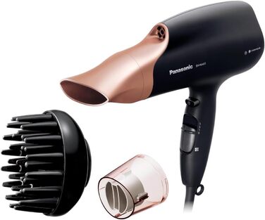 Фен Panasonic EH-NA65CN Nanoe з насадкою для дифузії, насадкою для швидкої сушки та укладки, 3 швидкості та 4 температурні режими, для блискучого волосся, 2000 Вт, ергономічний дизайн, рожеве золото